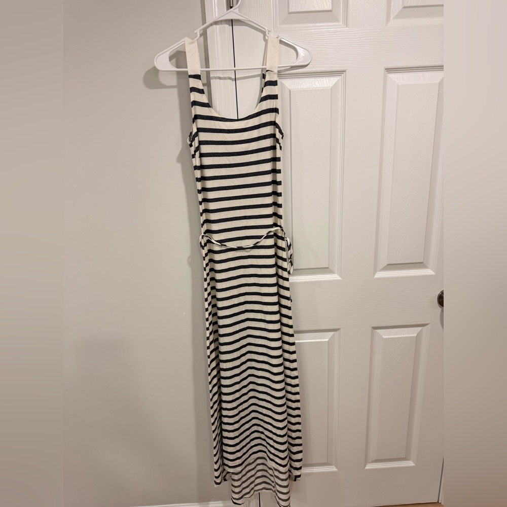 Ag Adriano Goldschmied Blue and White Striped Sleeveless Maxi Dress